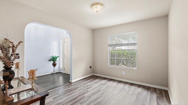 1238 Sugar Land, New Braunfels, TX 78130 - unfurnished room featuring wood finished floors and arched walkways