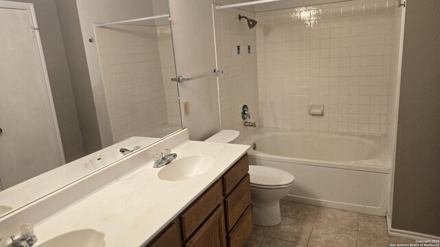 8310 Border Rdg, San Antonio, TX 78240 - bathroom featuring double vanity, shower / tub combination, and tile patterned flooring