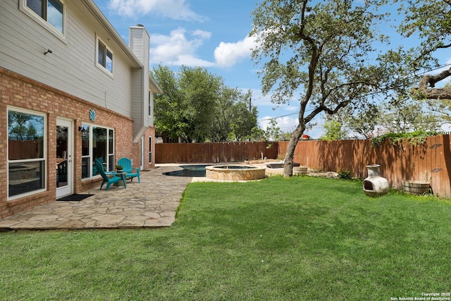 4130 Luckenbach, San Antonio, TX 78251 - fenced backyard featuring a patio area and a pool with connected hot tub
