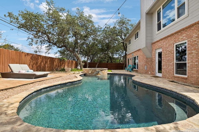 4130 Luckenbach, San Antonio, TX 78251 - view of pool featuring a patio, a fenced backyard, and a pool with connected hot tub