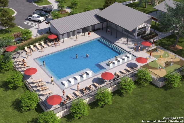 1573 Las Fontanasa, New Braunfels, TX 78132 - bird's eye view of a pool area