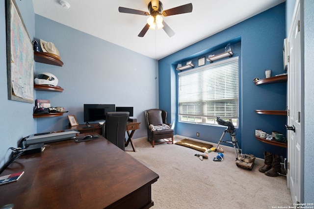 1573 Las Fontanasa, New Braunfels, TX 78132 - carpeted home office with ceiling fan and baseboards