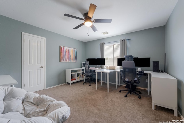 21731 Cliff Vw, San Antonio, TX 78259 - home office featuring carpet floors and a ceiling fan