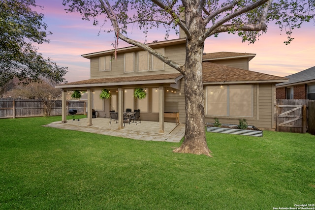 21731 Cliff Vw, San Antonio, TX 78259 - back of property featuring a patio area, a fenced backyard, and roof with shingles