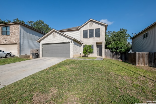 10217 Sandbrook, San Antonio, TX 78254 - traditional-style house with driveway, an attached garage, and brick siding
