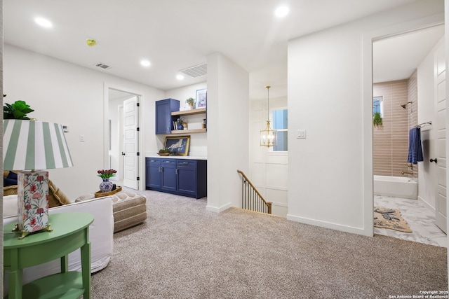 1939 W French Pl, San Antonio, TX 78201 - living area with recessed lighting and light colored carpet