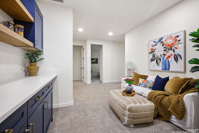 1939 W French Pl, San Antonio, TX 78201 - living room with recessed lighting and light carpet