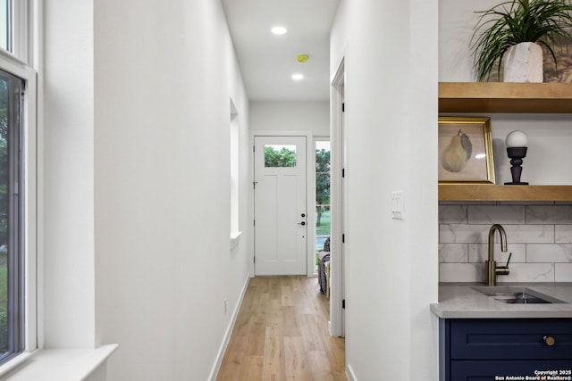 1939 W French Pl, San Antonio, TX 78201 - corridor with light wood-style floors and recessed lighting