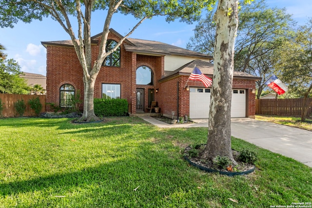 19502 Encino Bow, San Antonio, TX 78259 - traditional home featuring an attached garage, brick siding, concrete driveway, and roof with shingles
