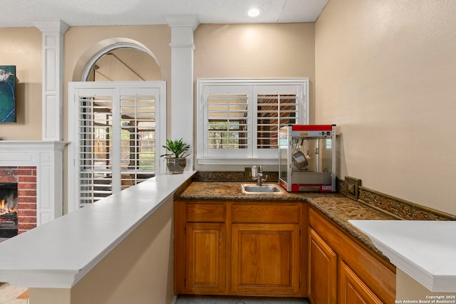 19502 Encino Bow, San Antonio, TX 78259 - indoor wet bar with a fireplace