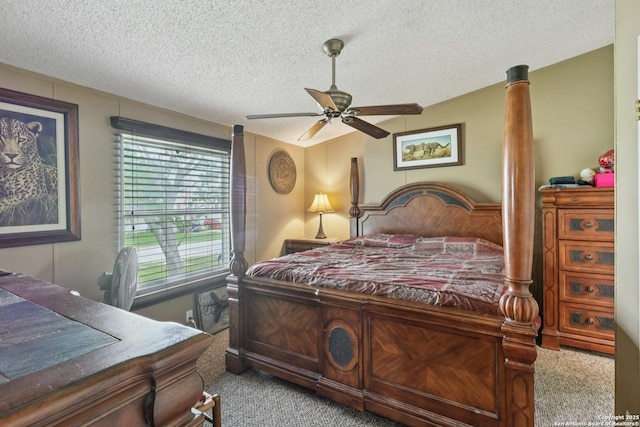 1111 Valeria, Marion, TX 78124 - bedroom featuring carpet flooring, a textured ceiling, and ceiling fan