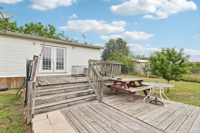 1111 Valeria, Marion, TX 78124 - wooden terrace with french doors and a yard