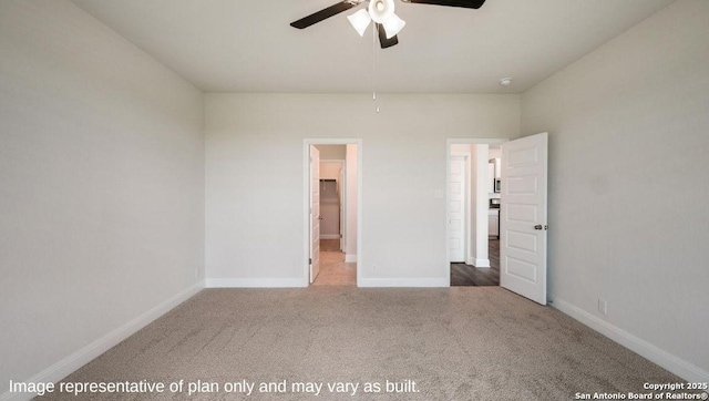 21034 Millstream Bnd, San Antonio, TX 78266 - unfurnished bedroom with carpet floors, baseboards, and ceiling fan
