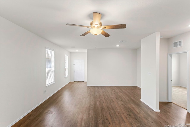 759 Crested Iris, New Braunfels, TX 78130 - unfurnished living room featuring a ceiling fan, wood finished floors, and recessed lighting