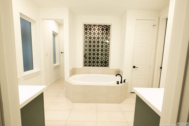 137 Mescalero, Boerne, TX 78006 - bathroom featuring vanity, a bath, and tile patterned flooring
