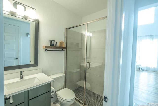 137 Mescalero, Boerne, TX 78006 - full bath featuring vanity, a stall shower, and a textured wall