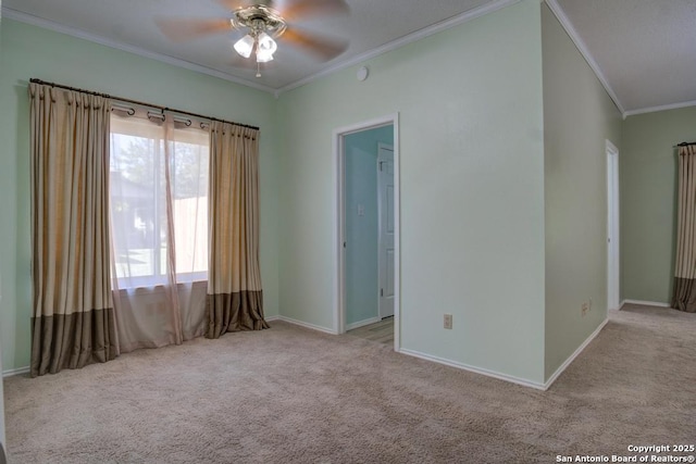 201 Cibolo Xing, Boerne, TX 78006 - spare room with ornamental molding, carpet flooring, and ceiling fan
