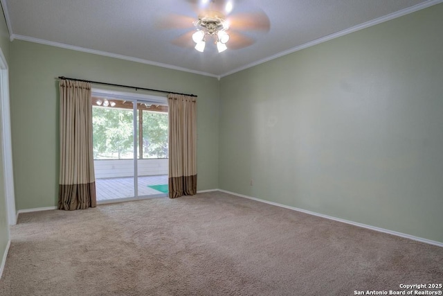 201 Cibolo Xing, Boerne, TX 78006 - carpeted empty room featuring a ceiling fan and crown molding