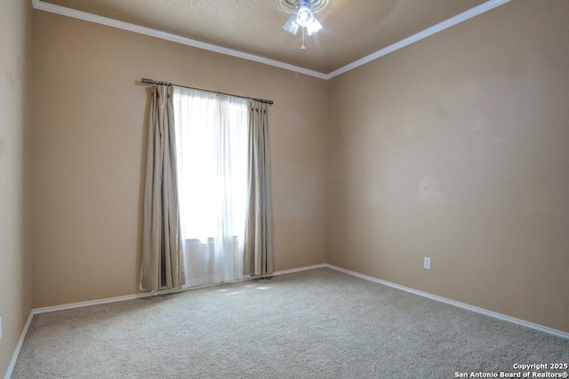 201 Cibolo Xing, Boerne, TX 78006 - unfurnished room with carpet flooring, crown molding, and a ceiling fan