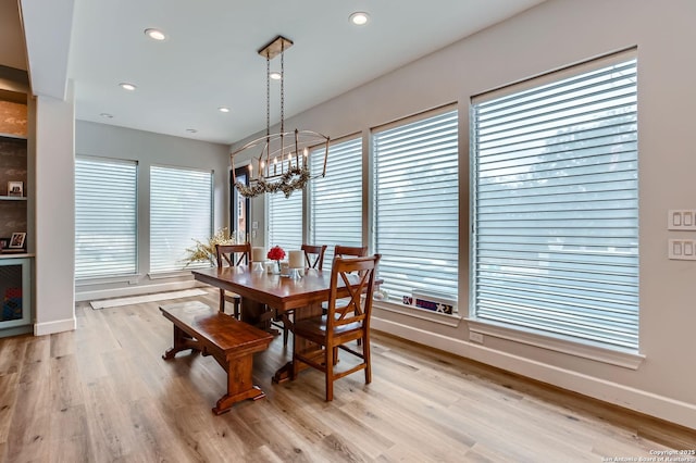342 Candelaria, Helotes, TX 78023 - dining room with a chandelier, light wood finished floors, and recessed lighting