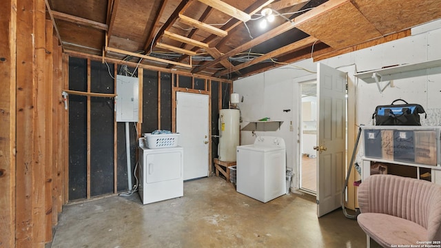 1029 Valley Frg, Schertz, TX 78154 - below grade area featuring electric panel, water heater, and washer and dryer