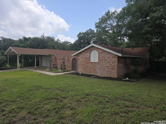5214 King George, San Antonio, TX 78229 - single story home with a carport, brick siding, and a front yard