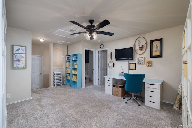 401 Canterbury, Cibolo, TX 78108 - carpeted office space with ceiling fan and baseboards