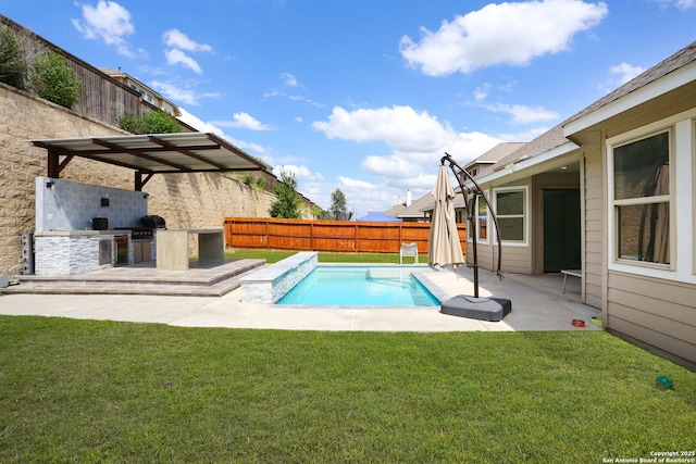 2863 Tortuga Verde, San Antonio, TX 78245 - view of pool featuring area for grilling, a fenced backyard, and a patio area