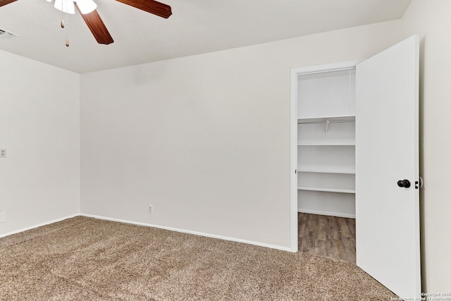 3410 Lone Valley St, San Antonio, TX 78247 - unfurnished bedroom with carpet flooring, a spacious closet, a closet, and ceiling fan