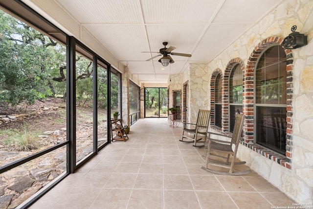106 Oak Meadow Ln, Boerne, TX 78006 - unfurnished sunroom with ceiling fan
