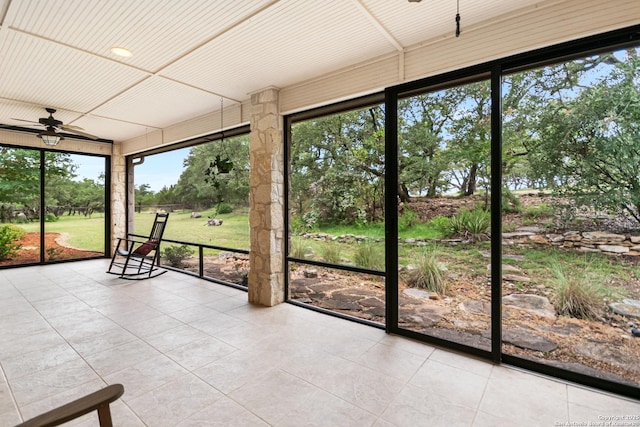 106 Oak Meadow Ln, Boerne, TX 78006 - unfurnished sunroom with a ceiling fan