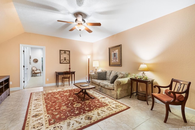 106 Oak Meadow Ln, Boerne, TX 78006 - living area featuring a ceiling fan and light tile patterned floors