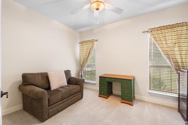 106 Oak Meadow Ln, Boerne, TX 78006 - sitting room with light carpet and a ceiling fan