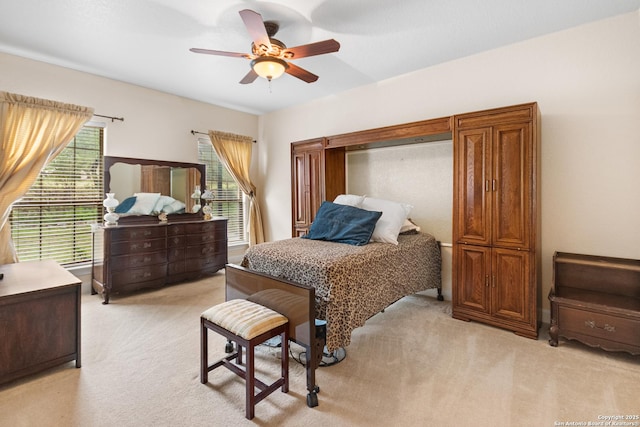 106 Oak Meadow Ln, Boerne, TX 78006 - bedroom with light carpet and ceiling fan