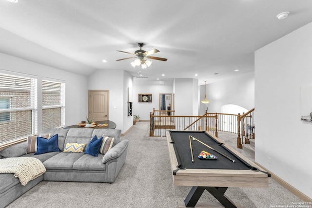 27306 Dana Crk, Boerne, TX 78015 - game room featuring carpet, ceiling fan, recessed lighting, and billiards table