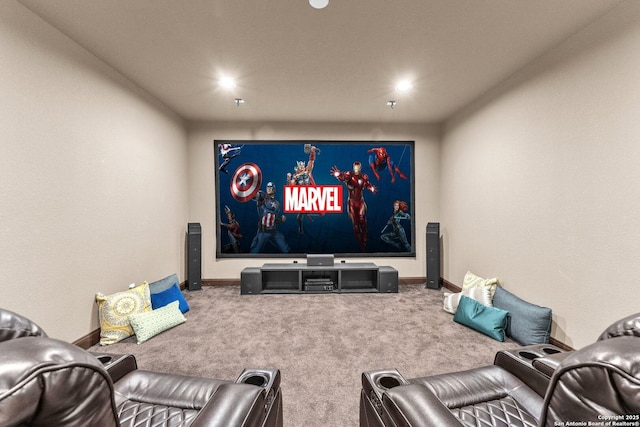 27306 Dana Crk, Boerne, TX 78015 - carpeted home theater room featuring baseboards and recessed lighting
