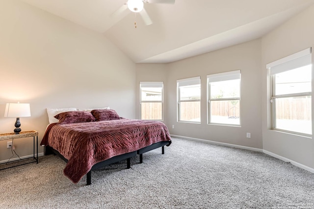 13609 Mineral Wl, San Antonio, TX 78253 - bedroom featuring carpet flooring, lofted ceiling, and a ceiling fan