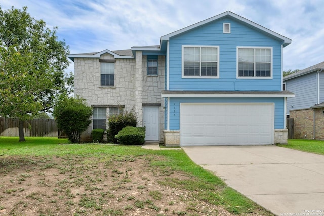 11906 Creek Peak, San Antonio, TX 78253 - view of front of property featuring stone siding, concrete driveway, and an attached garage