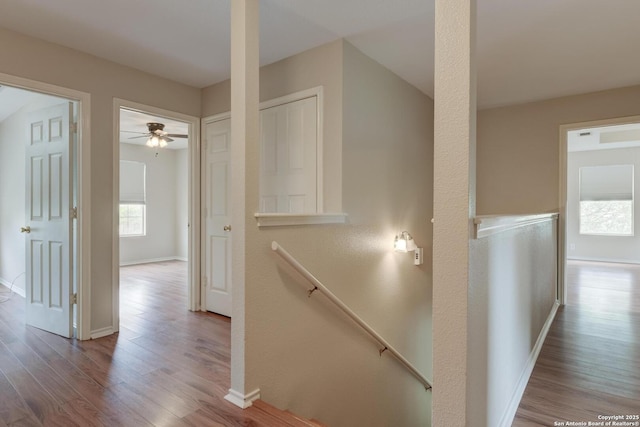 11906 Creek Peak, San Antonio, TX 78253 - hallway featuring an upstairs landing and wood finished floors