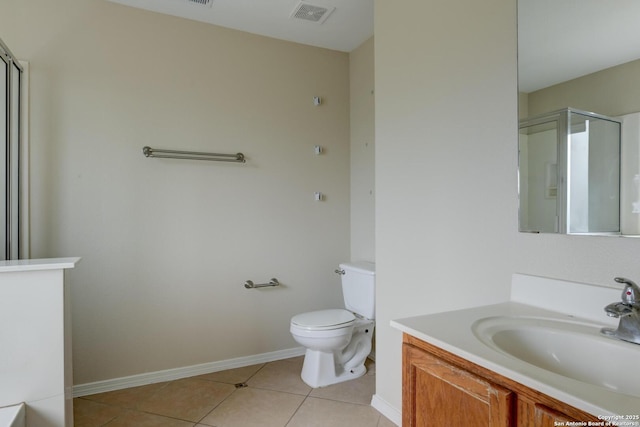 11906 Creek Peak, San Antonio, TX 78253 - bathroom with vanity, tile patterned flooring, and a shower with shower door