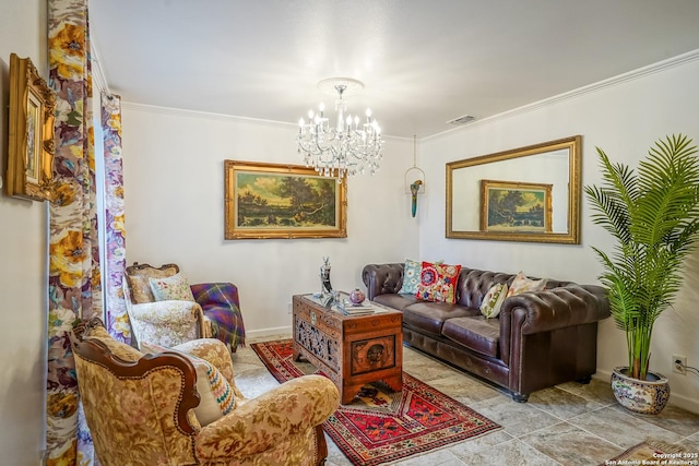 505 Winfield Blvd, Windcrest, TX 78239 - living room with crown molding and a chandelier