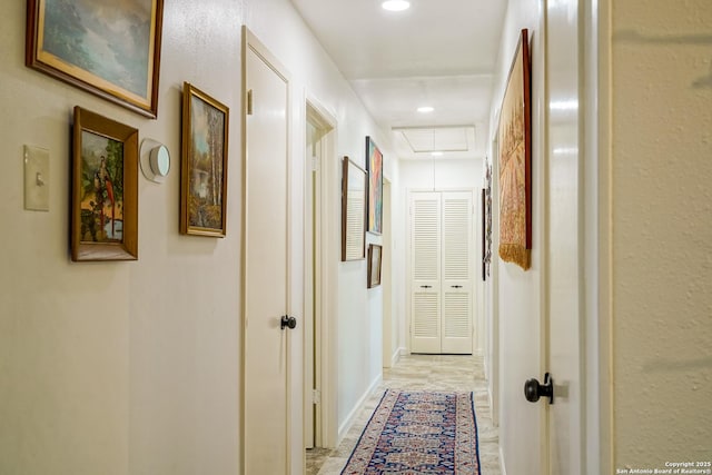 505 Winfield Blvd, Windcrest, TX 78239 - hall featuring attic access and recessed lighting