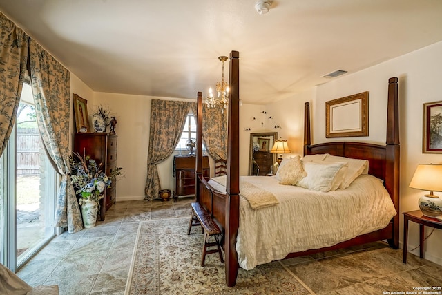 505 Winfield Blvd, Windcrest, TX 78239 - bedroom featuring multiple windows and a chandelier