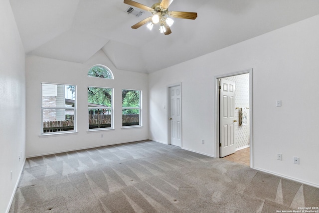 2434 Trace Oak, San Antonio, TX 78232 - empty room with carpet flooring, a ceiling fan, and high vaulted ceiling