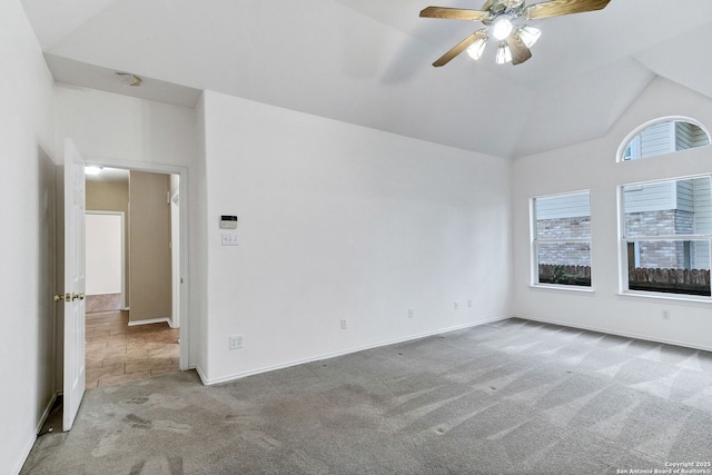 2434 Trace Oak, San Antonio, TX 78232 - unfurnished room with carpet floors, vaulted ceiling, a ceiling fan, and a smoke detector