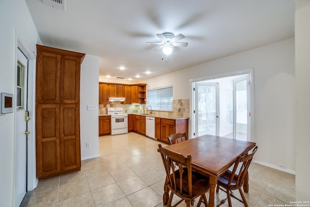 2814 Rim Rock, San Antonio, TX 78251 - dining area featuring a ceiling fan, light tile patterned floors, and recessed lighting
