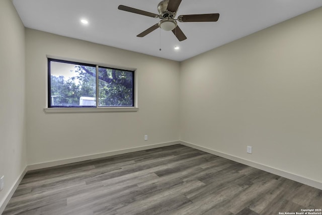 11115 Rendezvous, San Antonio, TX 78216 - unfurnished room featuring recessed lighting, dark wood-style floors, and ceiling fan