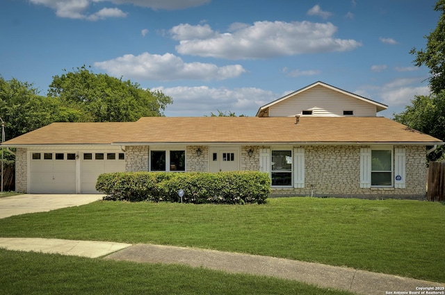 8302 Hastings, San Antonio, TX 78239 - ranch-style house featuring an attached garage, driveway, stone siding, and a shingled roof