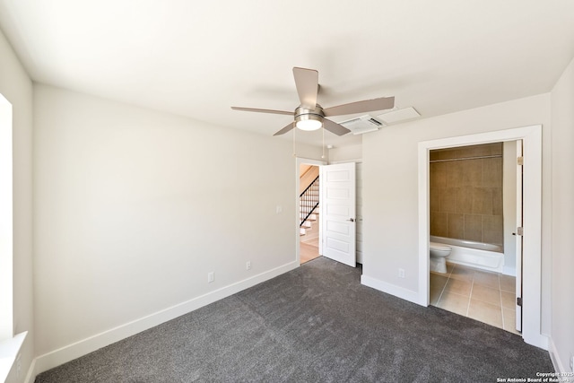 419 Ira Ave Unit 1101, San Antonio, TX 78209 - unfurnished bedroom featuring carpet flooring, connected bathroom, and ceiling fan