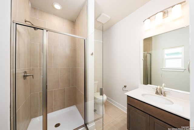 419 Ira Ave Unit 1102, San Antonio, TX 78209 - full bath featuring vanity, a shower stall, tile patterned flooring, and recessed lighting